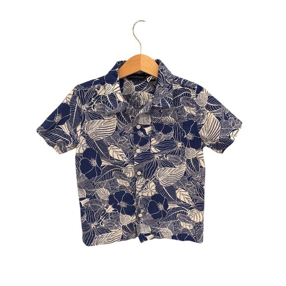 Janie And Jack Boys Hawaiian Print Button-Up Shirts Size 4 Cotton Blue & Green S - Picture 2 of 15